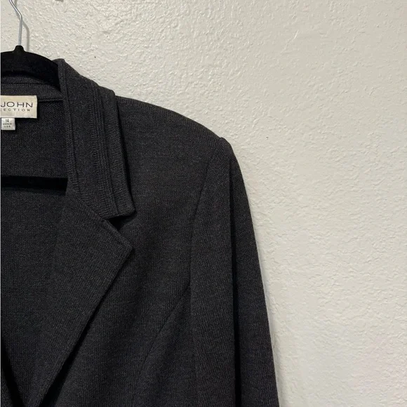 St. John Collection Santana Knit Jacket Pants wide leg Set Black Wool Blend - Picture 7 of 16